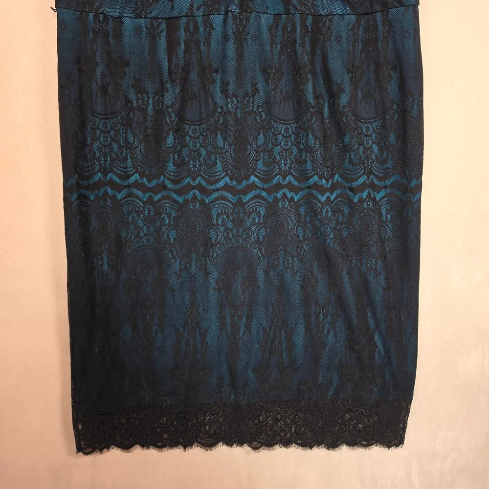 Lane Bryant Lace Dress Womens 24 Teal Black‎ Goth Romantic Whimsigoth Cocktail